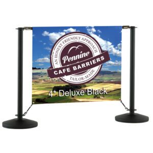 Café Barriers and Cafe Banners From Pennine Cafe Barriers - 4* Black Metalwork System