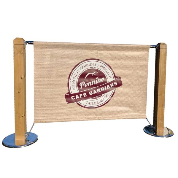 Café Barriers and Café Banners From Pennine Café Barriers 5* Wooden Post System