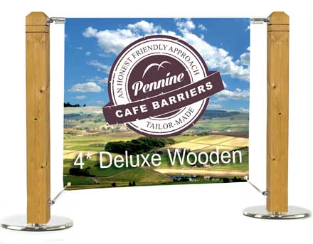 Cafe Barriers and Cafe Banners From Pennine Cafe Barriers - 4-star-cafe-barrier-heavy-duty-wooden-system-cat1