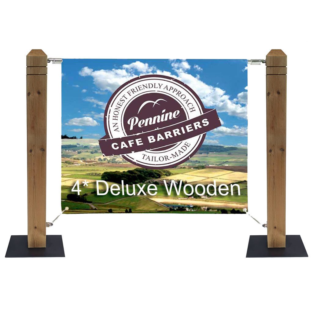 Café Barriers and Café Banners From Pennine Café Barriers 4* Heavy Duty Wooden Post System