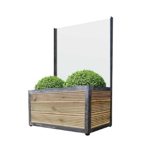 Café barriers and Café Banners Industrial Screen Low Planter