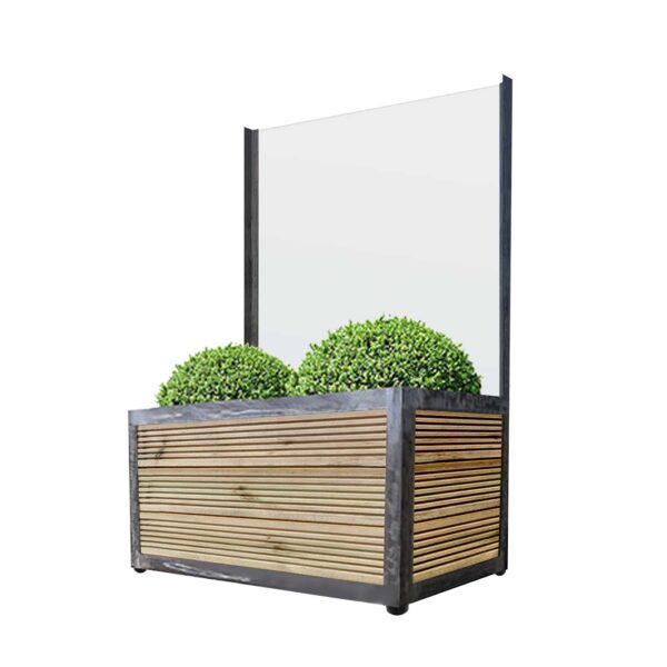 Café barriers and Café Banners Industrial Screen Low Planter