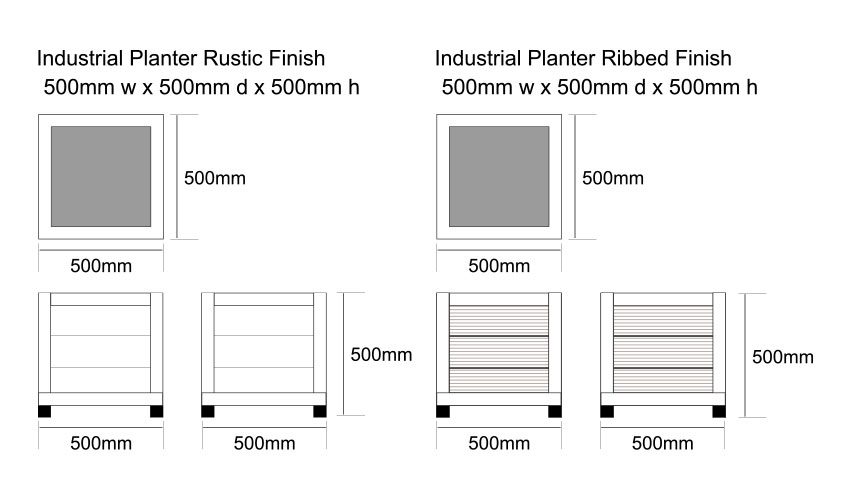 Industrial Planters Dimensions
