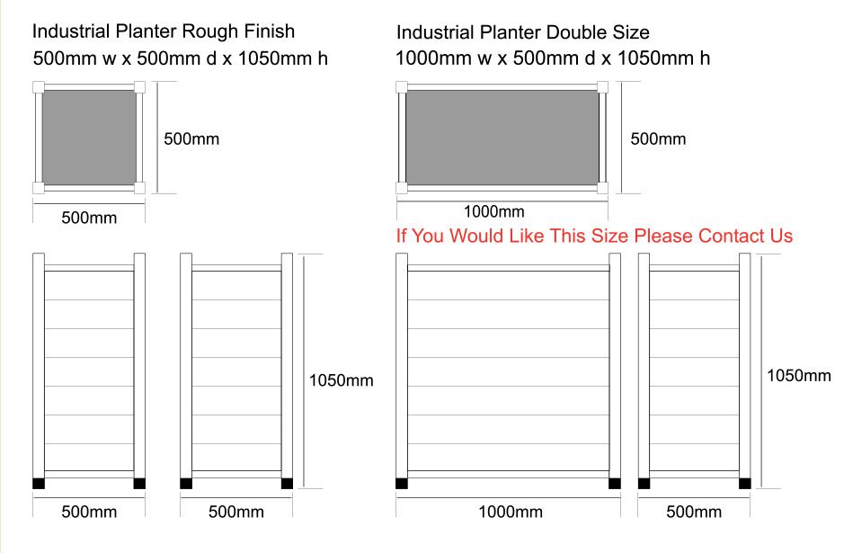 Industrial Planters Dimensions