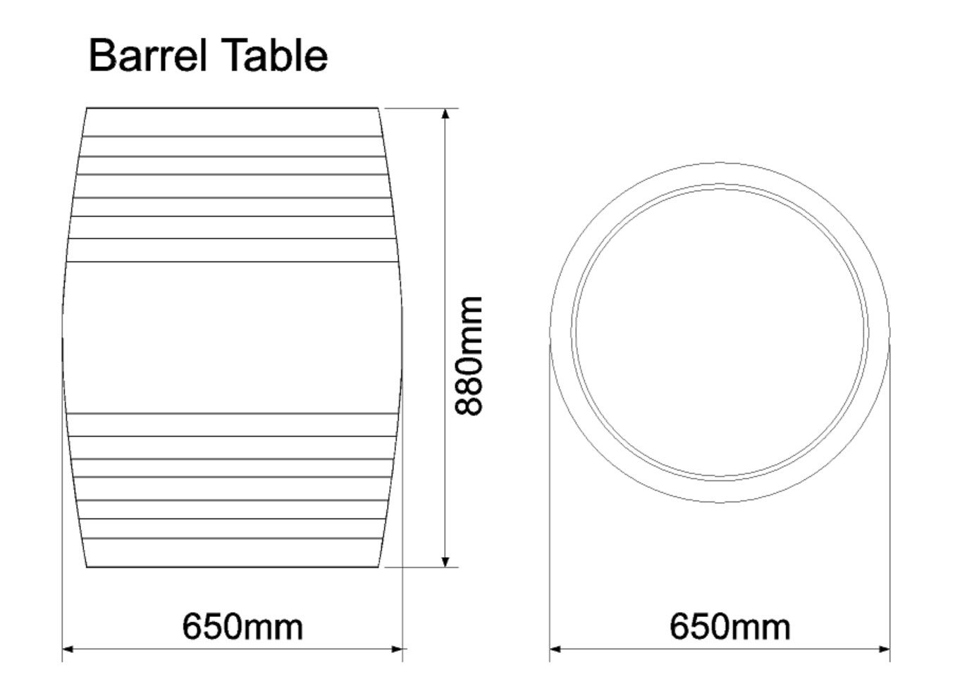Barrel Table Dimensions