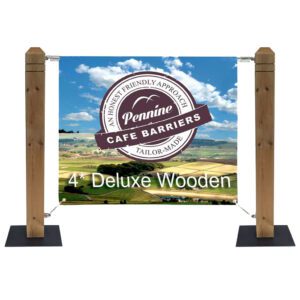 Café Barriers and Café Banners From Pennine Café Barriers 4* Wooden Post System