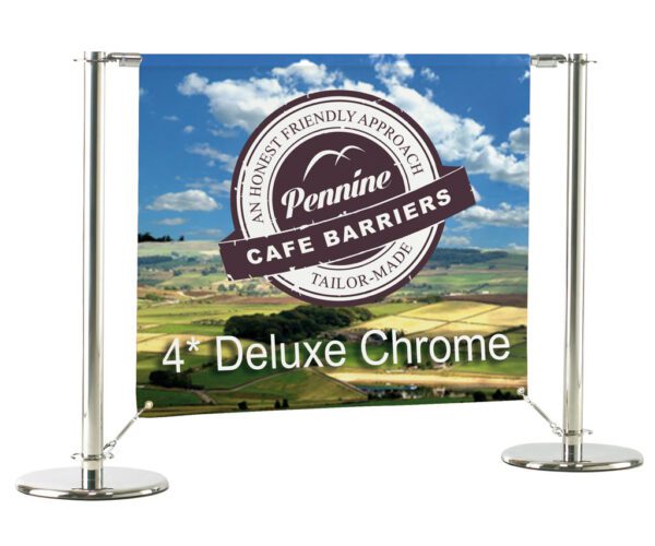 Café Barriers and Café Banners From Pennine Café Barriers - 4* Chrome Metalwork System