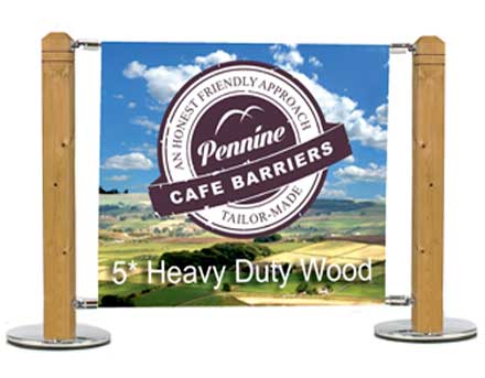 Cafe Barriers and Cafe Banners From Pennine Cafe Barriers Heavy Duty Wooden System