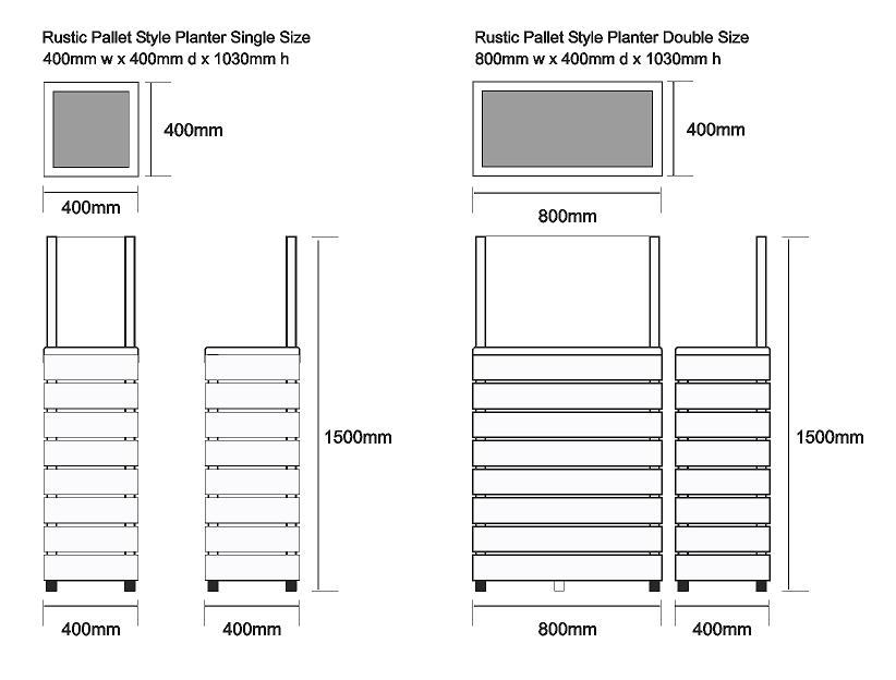 Rustic Planters Dimensions