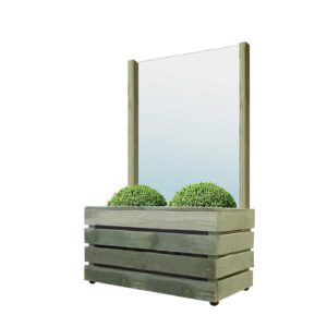 Café barriers and Café Banners Rustic Screen Low Planter