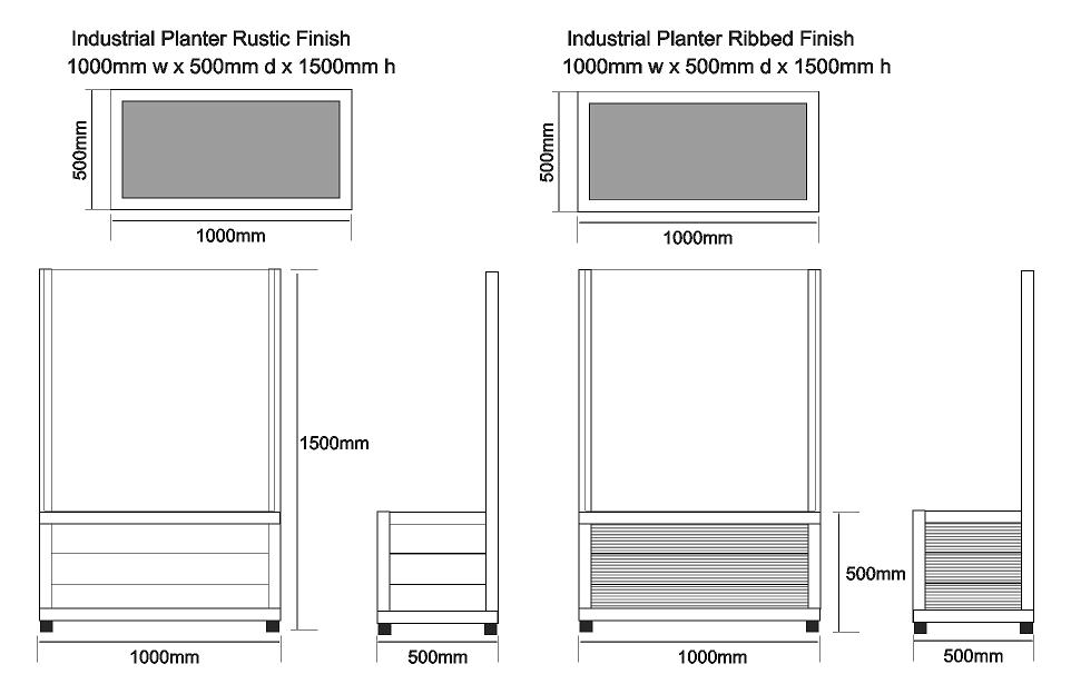 Industrial Planters Dimensions