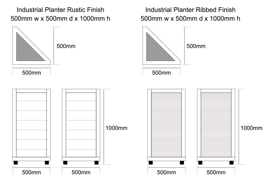 Industrial Planters Dimensions