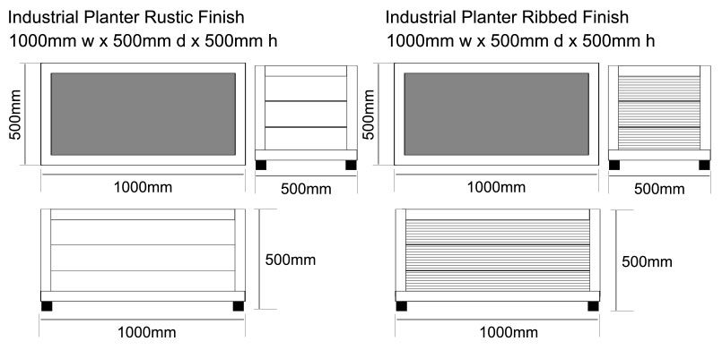 Industrial Planters Dimensions