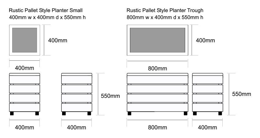 Industrial Planters Dimensions