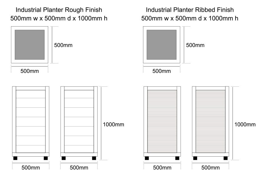 Industrial Planters Dimensions