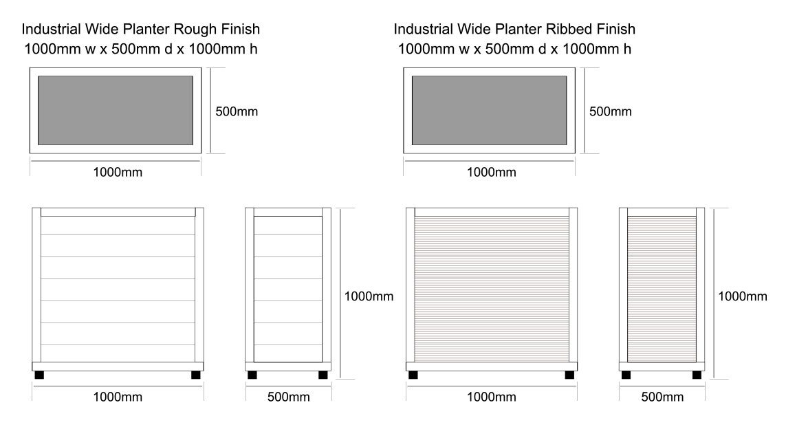 Industrial Planters Dimensions